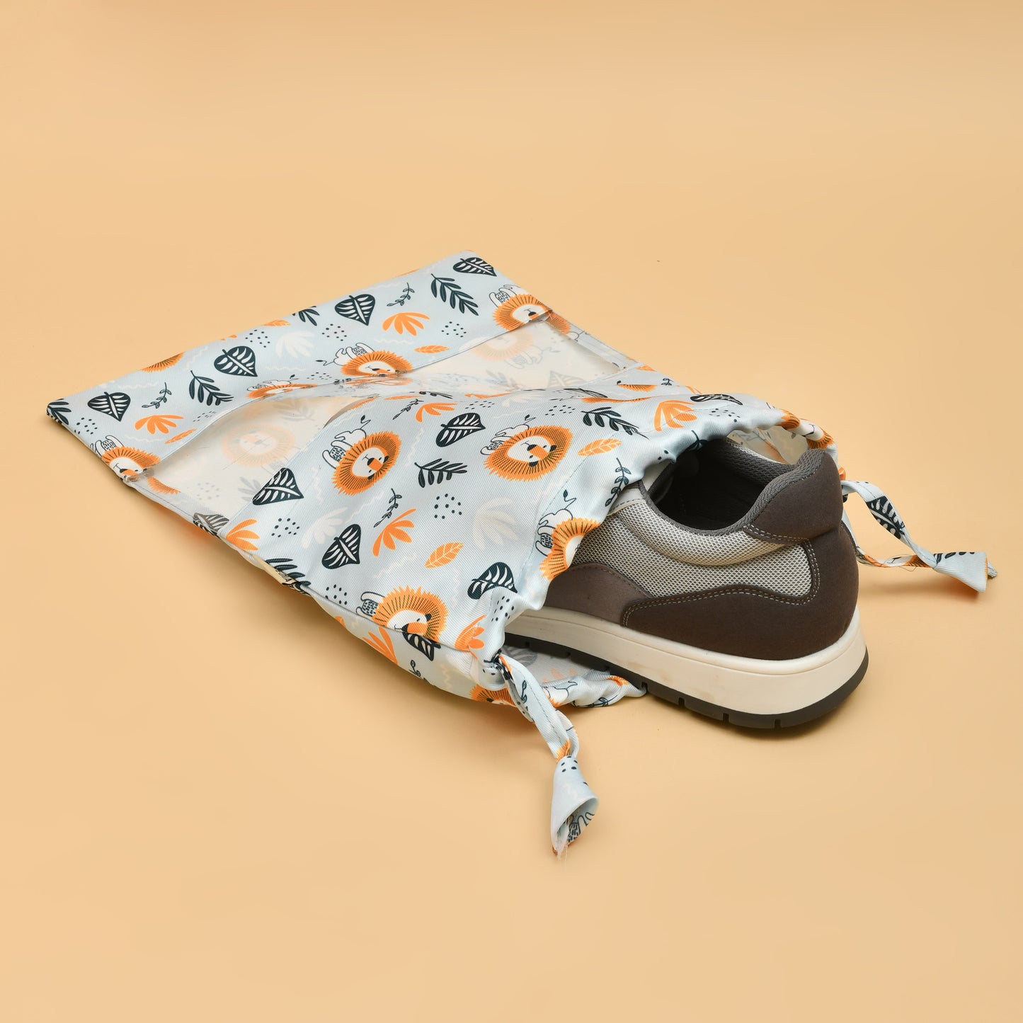 Drawstring Shoe Pouch - Lion Print