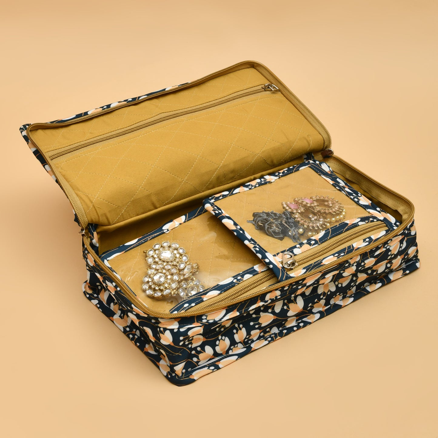 Jewellery Organiser_Navy Bloom - 5 Pouch